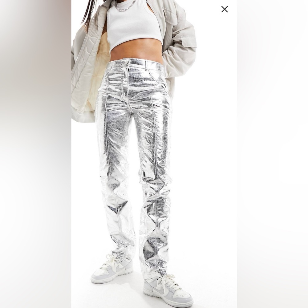 River Island Metallic straight leg pants